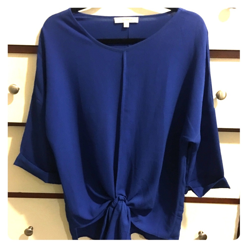 Blue tie blouse